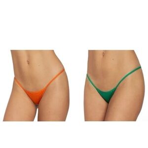 NWT Frederick’s of Hollywood 2 Pack Bundle Exxtreme Thongs in Green and Orange